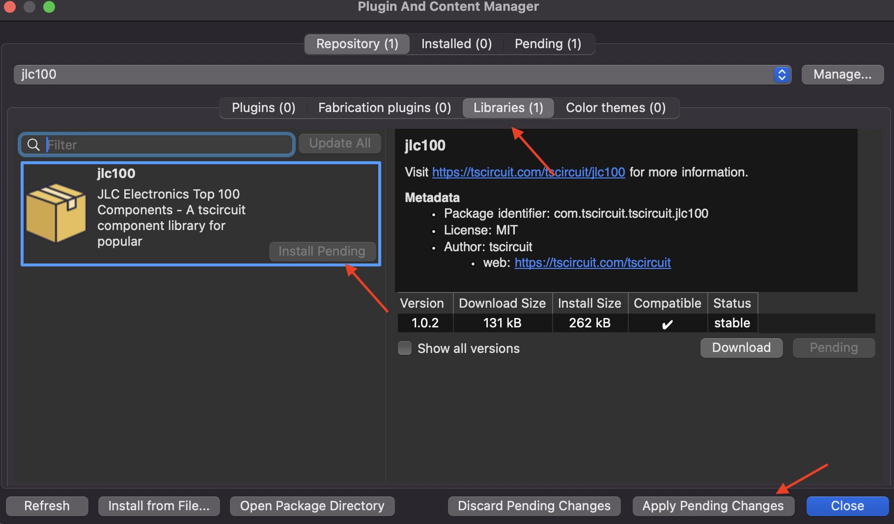 Install the library from the Libraries tab